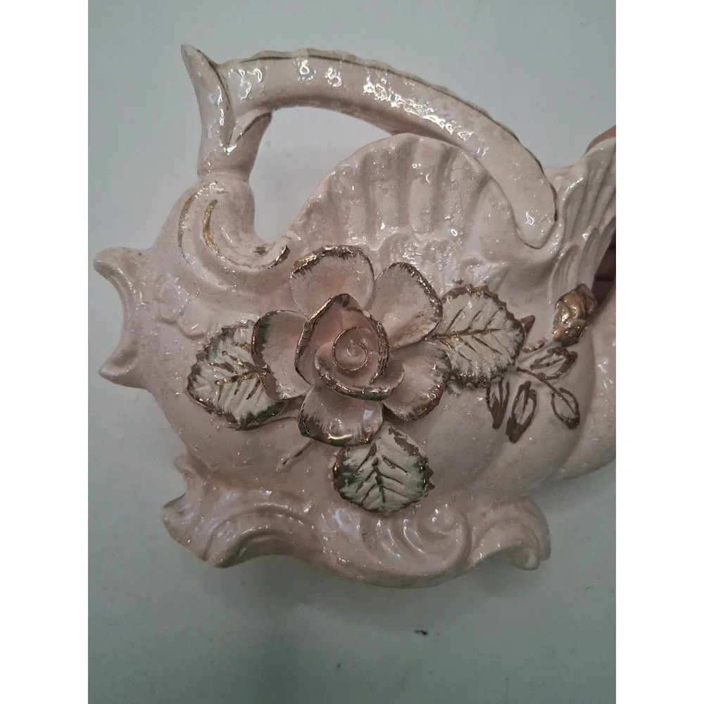 Bridal Decor VTG Teapot Pitcher Pink Opalescent Teapot Vase Beautiful!